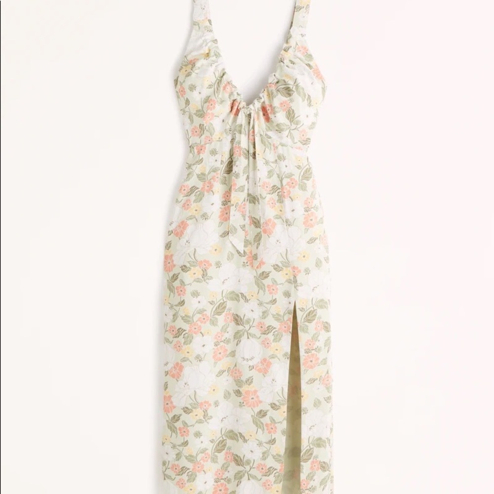 Abercrombie & Fitch Cinched Neck Slip Midi Dress - Picture 6 of 8